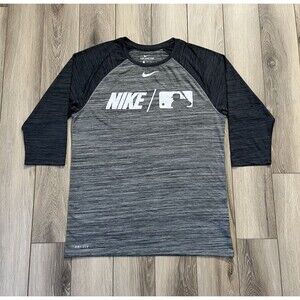 Nike MLB Dri-Fit 1/2 Sleeve Gray Raglan Shirt Adult Men's Medium